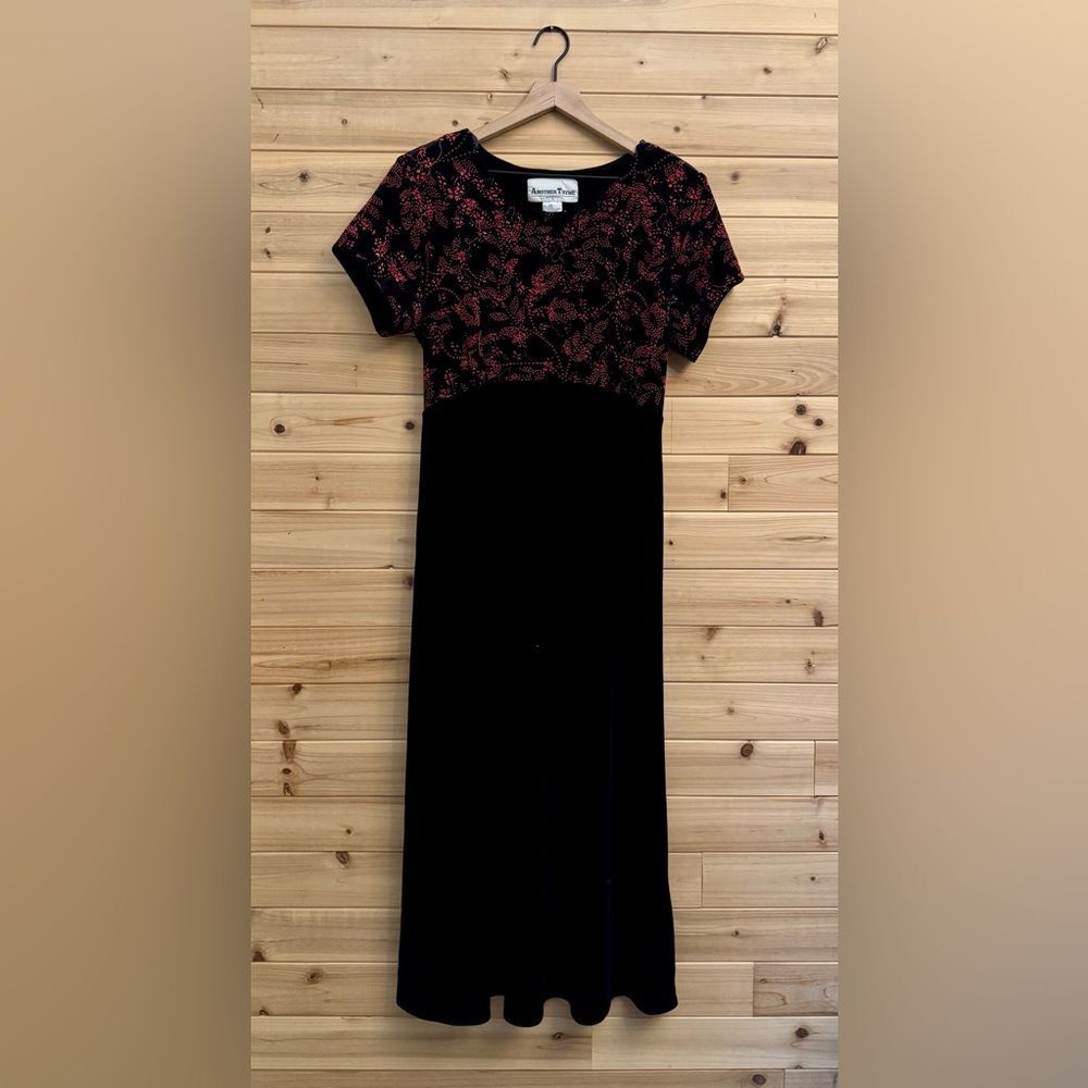 Another Thyme Size Large Maxi Velvet Dress Sparkly Red Floral Whimsigoth